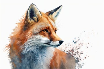 Watercolor fox illustration white background,Generative AI