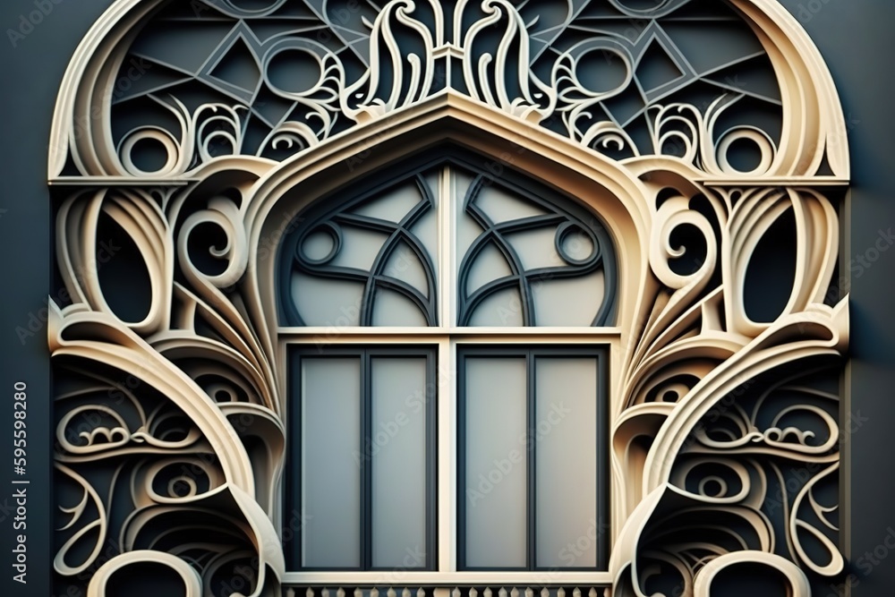 Poster building with stunning window architecture generative ai