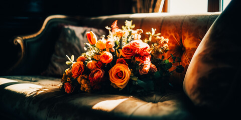 Bouquet on the sofa
