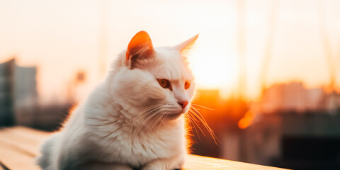 Close-up portrait of a white cat