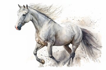 Naklejka na ściany i meble Watercolor horse illustration white background,Generative AI