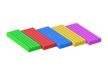 Fototapeta premium Row of plasticine isolated on white background. Modeling clay. 3d render