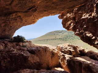 Small cave Avinadav  on mount Gilboa.Israel
