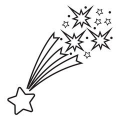 The comet star icon. Shimmering glitter and glowing symbol. Isolated vector illustration in the style of doodle coloring