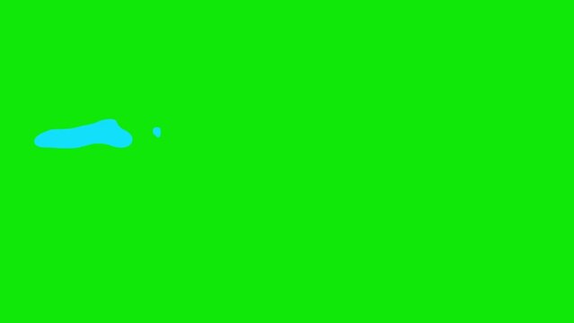 Cartoon water liquid splash animation on green screen. Cartoon water liquid explosion animation with key color. Cartoon water explosion. 4K video