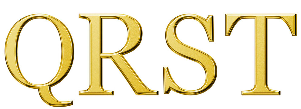 3d luxury gold letter Q, R, S, T