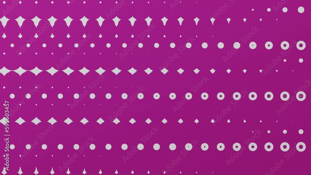 Poster purple and white halftone motion background. gradient dot backdrop. wavy circle pattern animation.