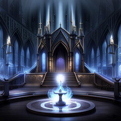 Obraz premium Fantasy Wizard Blue Magic Altar Digital Art