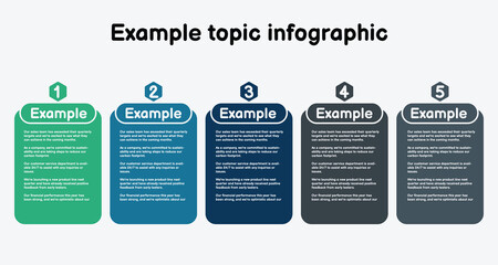 Infographic template show quantity and percentage guide for business information presentation. Vector banner with example sentences. Modern workflow diagrams. Report option plan 4 topics