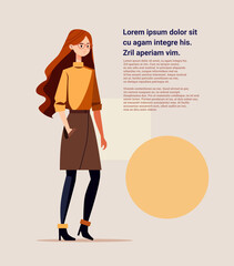 cute young girl teenager or student in casual fashion clothes female cartoon character standing pose full length