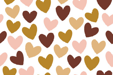 Hearts on a white background. abstract print pastel natural hearts seamless pattern. Abstract modern hand drawing. Trendy vector design for print on wallpaper, fabric, cover