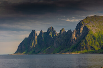 The Tungeneset (Devil's Teeth), mountains over the ocean in Senja Island,  Norway