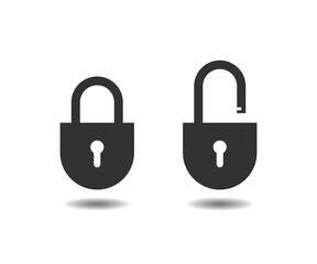 Lock icon set. Locked and unlocked padlock vector icon set.