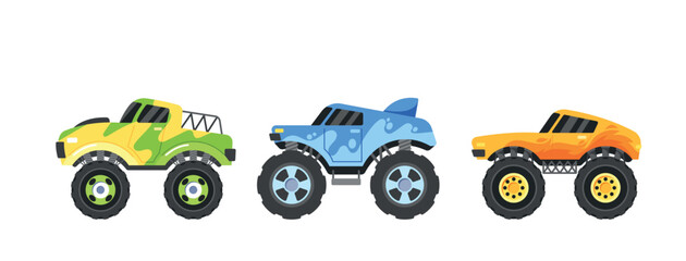 Monster Trucks With Massive Tires And Intricate Designs, Prepare For Epic Showdown, Thrilling Spectators With Stunts © Pavlo Syvak