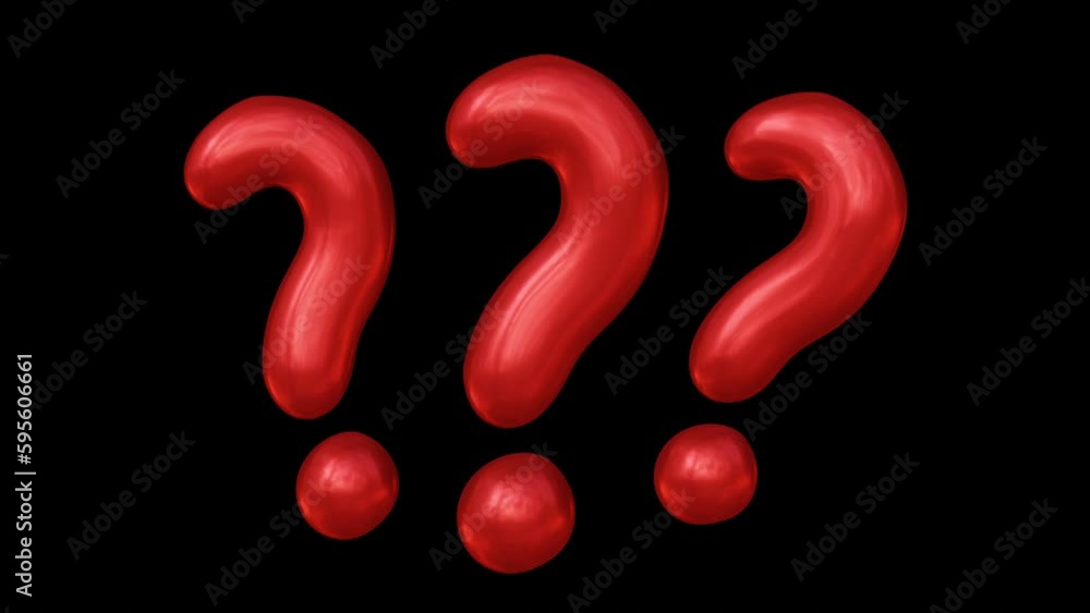 Poster animation of three red question marks symbols loop background. 3d motion of jumping questions icons 