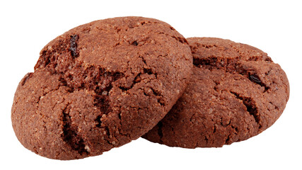 Chocolate chip cookie, isolated on white background, full depth of field