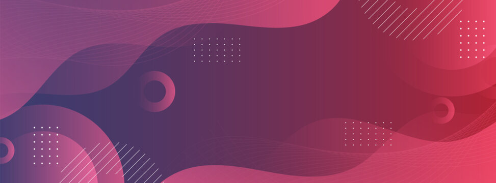 Modern banner background. colorful, red gradation, memphis style wave