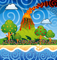 Disegno infantile Eruzione vulcano