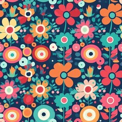 Beautiful cute flower seamless pattern, created with generative AI