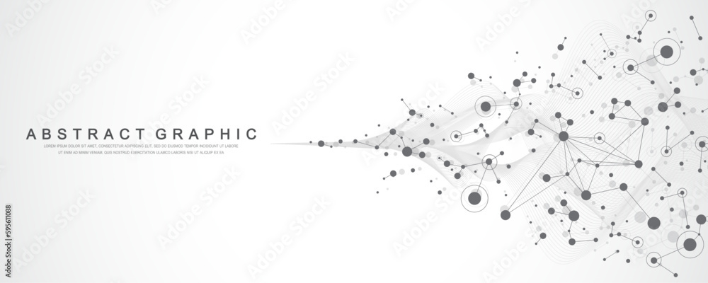 Poster Global network background. Social network communication in the global business concept. Big data visualization. Internet technology. Vector illustration.