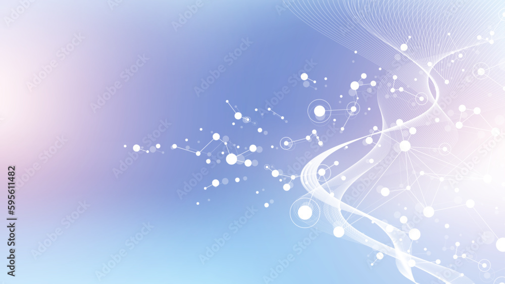 Poster molecular abstract structure background. scientific vector illustration with molecule dna. medical, 