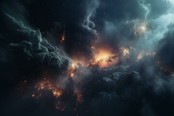 Obraz na płótnie Canvas Stunning cosmic nebula amidst dark expanse. Generative AI