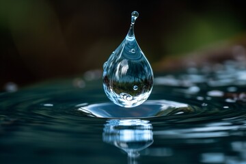 Falling Water Drop: Capturing the Beauty of Liquid Motion - obrazy, fototapety, plakaty