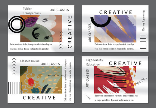 Flyer Layout with Black Shapes and Abstract Bright Rectangle on White