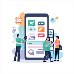 Fototapeta premium Product Team Programming Mobile App