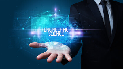 Man hand holding digital technology concept