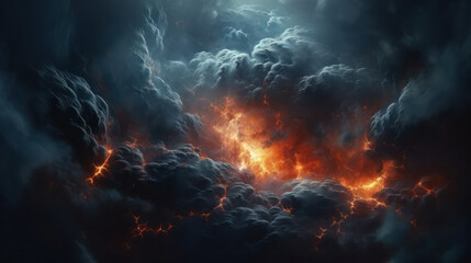 Fototapeta premium the whole natural universe with stellar nebulae, seas and stars, galaxies, planets and a cumulonimbus storm. Abstract background.Generative AI