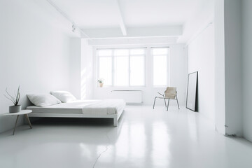 Naklejka na ściany i meble Crisp Clean Lines: A Minimalist White Room with Natural Lighting, ai generated