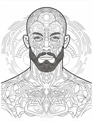 Tattoeed bodies coloring page for adult , generative  ai 