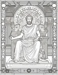 Fototapeta premium Greek mythology coloring page , ai , generative ai 