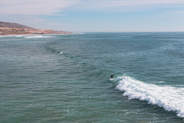 Nice right wave to surf, Banana beach, North Agadir, Morocco, Africa