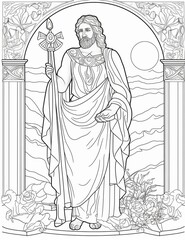 Fototapeta premium Greek mythology coloring page , ai , generative ai 