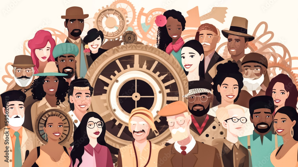 Aufkleber the png file depicts people of different backgrounds, displaying multicultural diversity - generativ