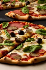 Cheese pizza with olives