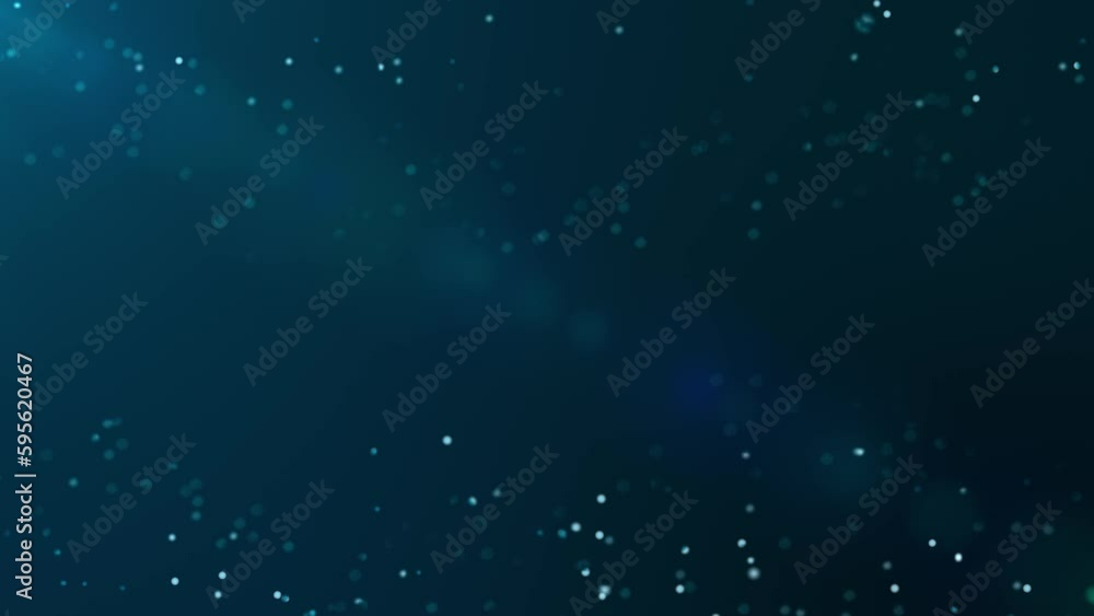 Wall mural animated futuristic blue floating particles on dark blue background