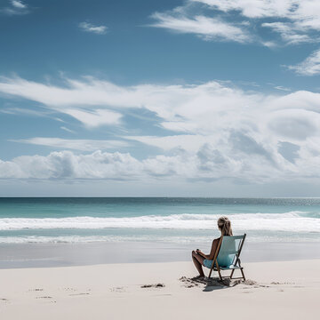 man sitting on the beach, ai