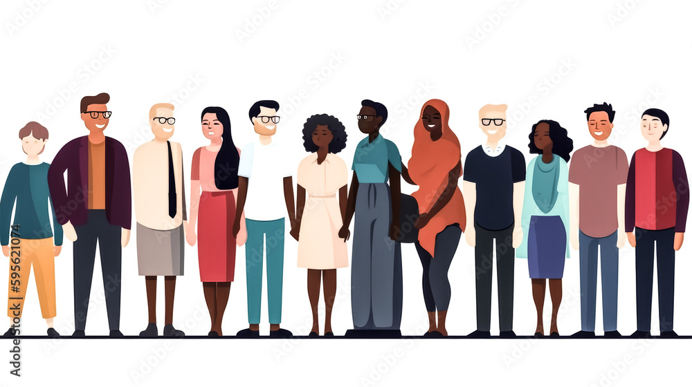 Aufkleber different people standing side by side were brought together with generative ai - generative ai.