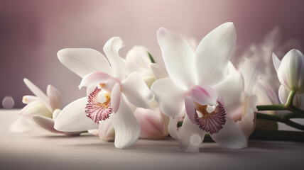 Obraz na płótnie Canvas Beautiful orchid flowers, Created using generative AI technology