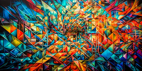 Retro Modern Art Grafik Paintbrush Malerei Illustration Digital Art Wandbild Hintergrund (Generative AI) Background Kunst Gem&auml;lde