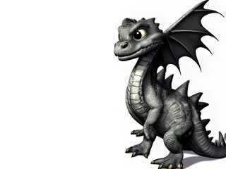 Fototapeta premium Cute beautiful dragon in full growth on a white background, place for text, generative AI 