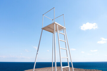 observation tower by sea in summer in clear weather