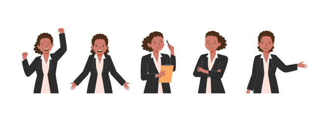 a business woman in different poses. vector illustration