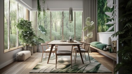 Fototapeta premium Naturalist interior design room with beautiful lightning generative ai