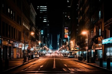Naklejka na ściany i meble Cityscapes at night, Photos of iconic landmarks street (Ai generated)