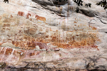 Cerro Azul Chiribiquete rock paintings, close to San José del Guaviare, Colombia - 595625270