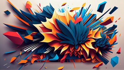 Vibrant Papercut Kaleidoscope Abstract Background, Energetic Shapes, Toon Shading, Flat Colors, Dynamic Poses, Soft Shadows, High-Res 8K, Real-Time Rendering, Bold Outlines. Generative AI